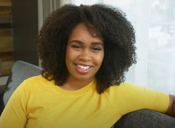 Woman sitting on a sofa