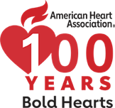 American Heart Association 100 Years Bold Hearts logo